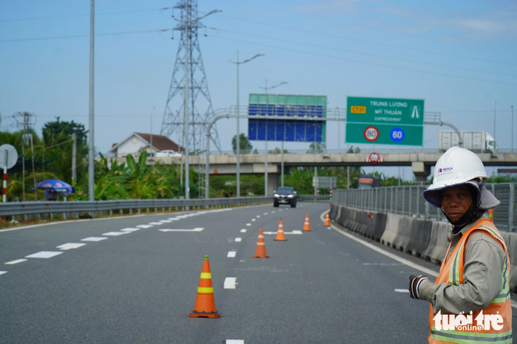 Điểm kết nối giữa dự án cao tốc Trung Lương - Mỹ Thuận và cầu Mỹ Thuận 2 - Ảnh: MẬU TRƯỜNG