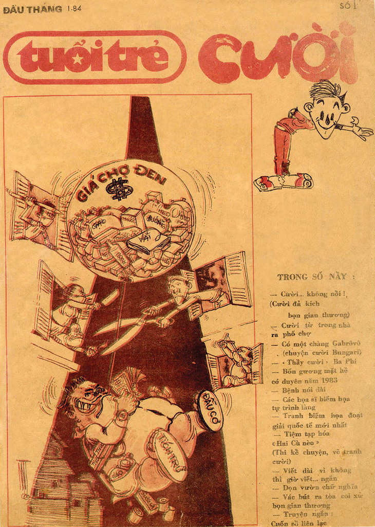 Bìa Tuổi Trẻ Cười số đầu tiên, tháng 1 năm 1984 