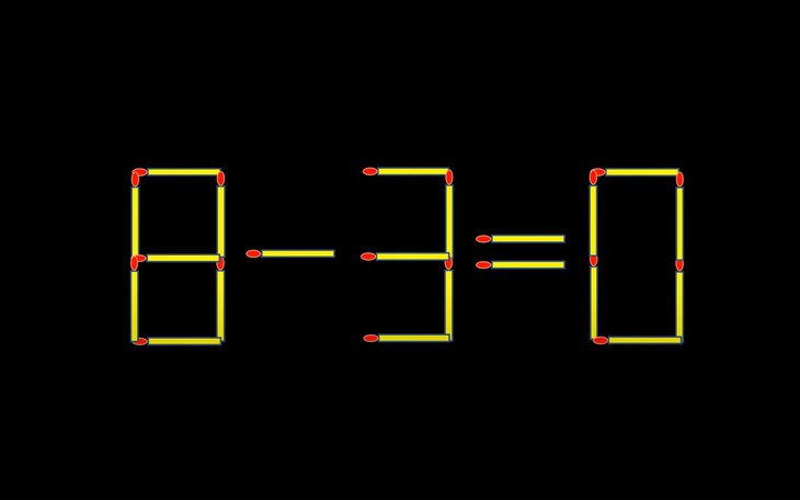 Thử tài IQ: Di chuyển một que diêm để 8-3=0 thành phép tính đúng