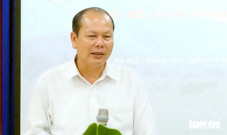 Ông Nguyễn Văn Hải phát biểu tại một hội nghị năm 2023 khi còn đương chức giám đốc Sở Tài nguyên và Môi trường tỉnh Bà Rịa - Vũng Tàu - Ảnh: ĐÔNG HÀ