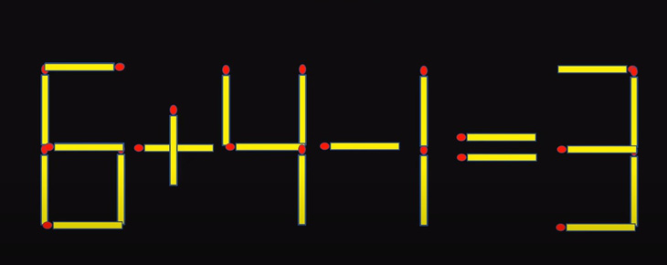 Thử tài IQ: Di chuyển một que diêm để 6+4-1=3 thành phép tính đúng- Ảnh 1.