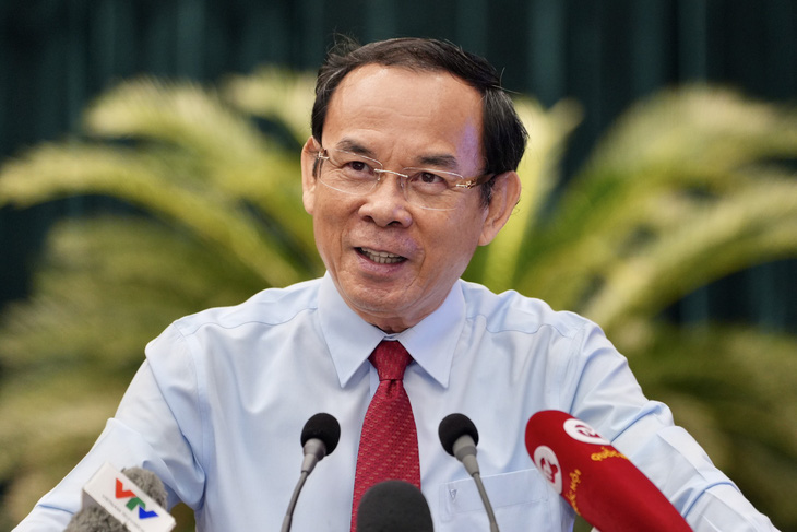 Bí thư Thành ủy Nguyễn Văn Nên phát biểu chỉ đạo hội nghị - Ảnh: HỮU HẠNH 