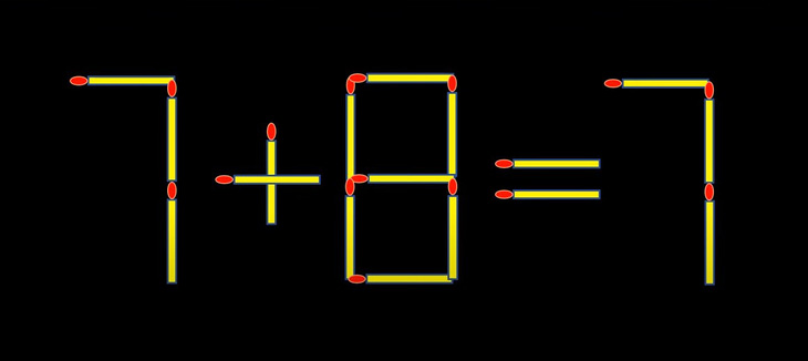 Thử tài IQ: Di chuyển một que diêm để 7+7=8 thành phép tính đúng- Ảnh 1.