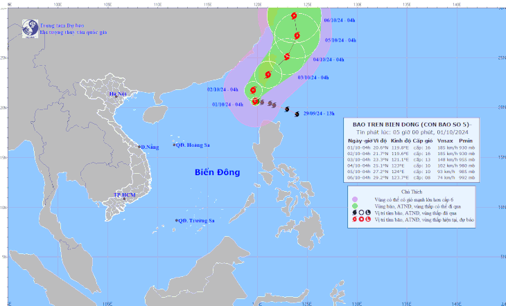 Siêu bão Krathon vào Biển Đông, trở thành cơn bão số 5  - Ảnh 1.
