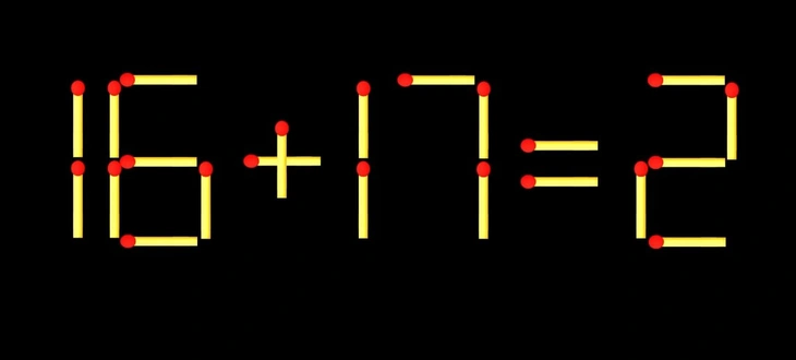 Thử tài IQ: Di chuyển một que diêm để 16+17=2 thành phép tính đúng - Ảnh 1.
