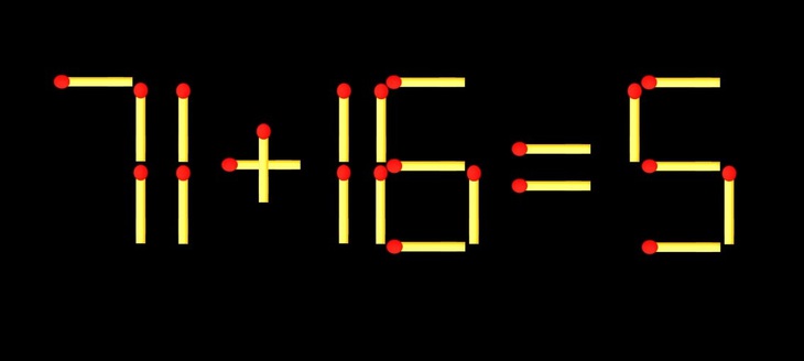 Thử tài IQ: Di chuyển một que diêm để 71+16=5 thành phép tính đúng - Ảnh 1.