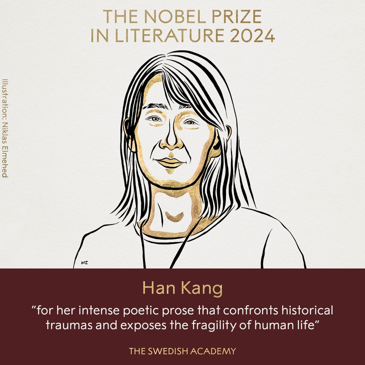 Nobel văn chương 2024 gọi tên tác giả quen thuộc với người Việt: Han Kang của Hàn Quốc - Ảnh 1.