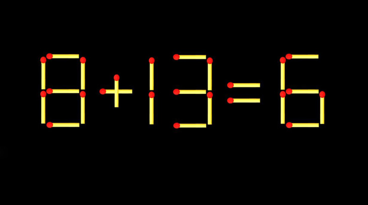 Thử tài IQ: Di chuyển một que diêm để 8+13=6 thành phép tính đúng - Ảnh 1.