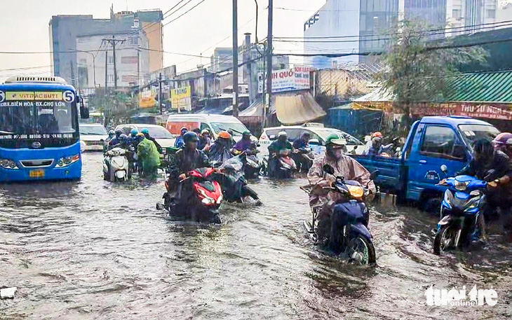 Mưa ngập đường Nguyễn Gia Trí, D5 quận Bình Thạnh: 5 năm mới có 1 lần? - Ảnh 1.