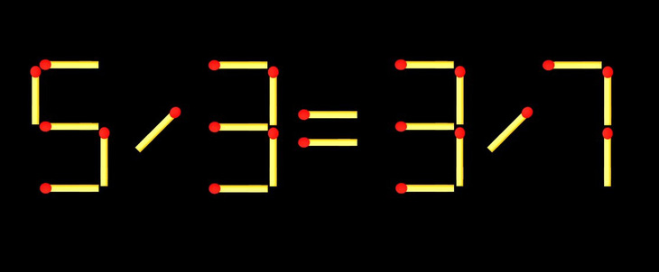 Thử tài IQ: Di chuyển một que diêm để 5/3=3/7 thành phép tính đúng - Ảnh 1.