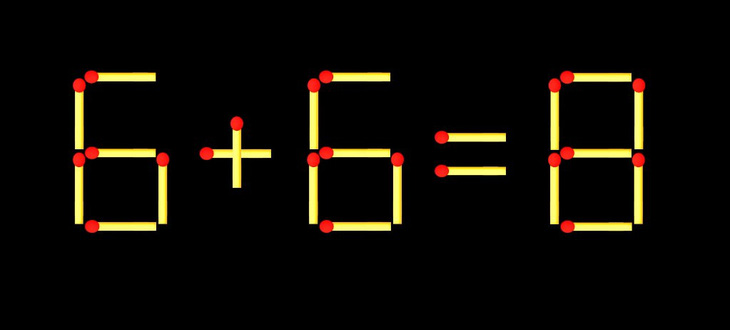 Thử tài IQ: Di chuyển một que diêm để 6+6=8 thành phép tính đúng - Ảnh 1.