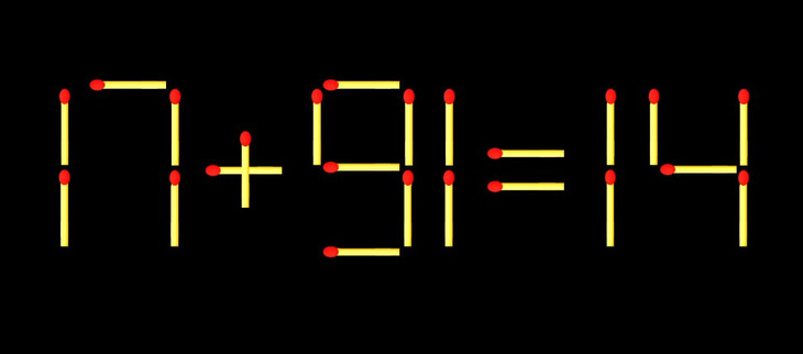 Thử tài IQ: Di chuyển một que diêm để 17+91=14 thành phép tính đúng - Ảnh 1.