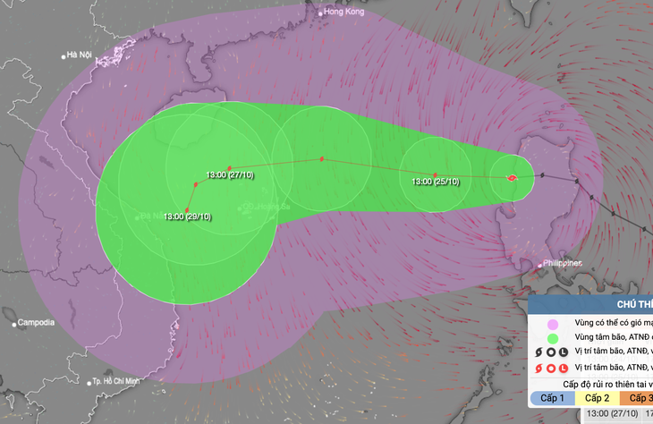 Bão Trà Mi có khả năng đổi hướng sau khi đi qua quần đảo Hoàng Sa - Ảnh 1.
