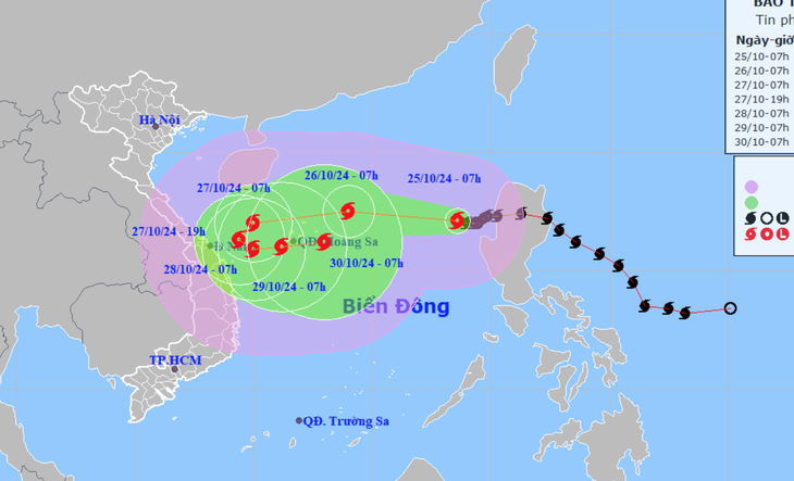 Sự tương tác bão đôi khiến bão Trà Mi đổi hướng, miền Trung mưa lớn từ đêm mai - Ảnh 1.