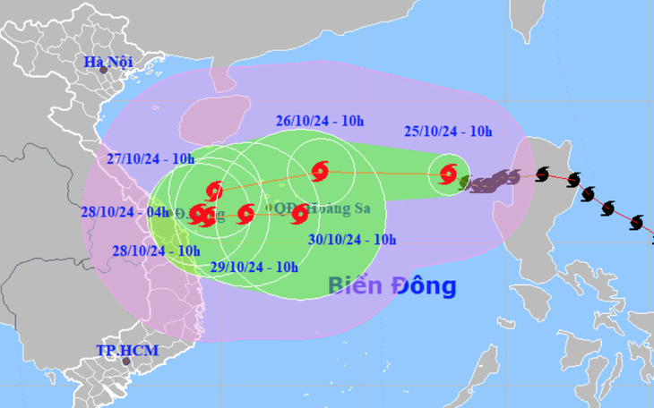 Bão Trà Mi mạnh lên cấp 12, giật cấp 14 - Ảnh 1.