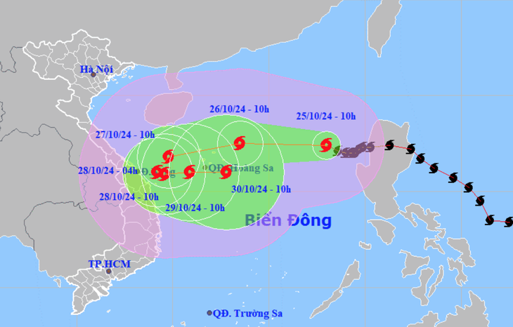 Hai kịch bản di chuyển của bão Trà Mi đều gây mưa lớn ở miền Trung - Ảnh 1.