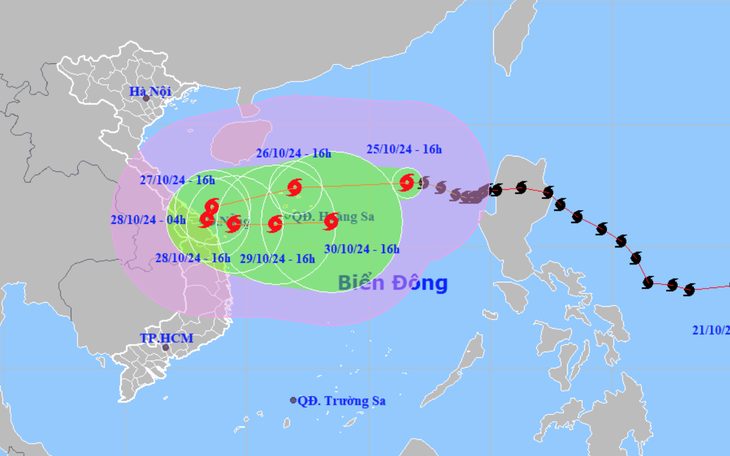 Thời tiết hôm nay 26-10: Trung Bộ mưa to, Nam Bộ mưa chiều, Biển Đông mưa bão - Ảnh 2.