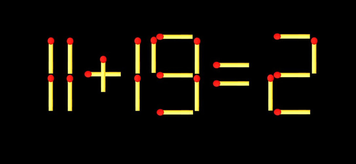 Thử tài IQ: Di chuyển một que diêm để 11+19=2 thành phép tính đúng - Ảnh 1.