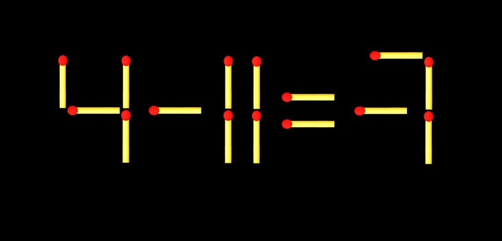 Thử tài IQ: Di chuyển một que diêm để 4+11=7 thành phép tính đúng - Ảnh 1.