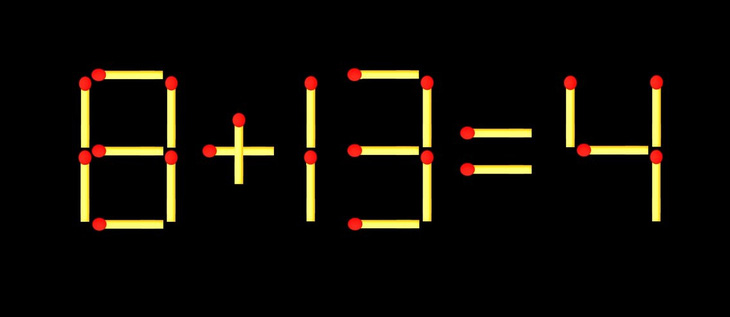 Thử tài IQ: Di chuyển một que diêm để 8+13=4 thành phép tính đúng - Ảnh 1.