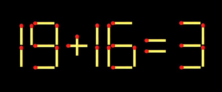 Thử tài IQ: Di chuyển một que diêm để 19+16=3 thành phép tính đúng - Ảnh 1.