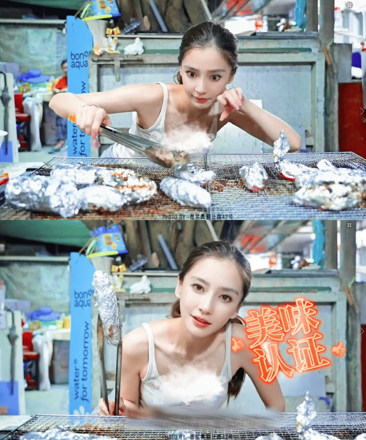 Angelababy nướng thịt ở lề đường, nhan sắc gây bão - Ảnh 2.