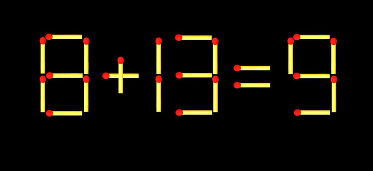 Thử tài IQ: Di chuyển hai que diêm để 8+13=9 thành phép tính đúng - Ảnh 1.