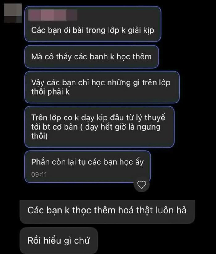 Giáo viên 'gạ' học sinh: 'không đi học thêm hóa thật luôn hả', hiệu trưởng nói gì? - Ảnh 2.