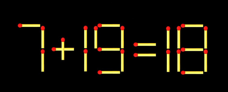 Thử tài IQ: Di chuyển một que diêm để 7+19=18 thành phép tính đúng - Ảnh 1.