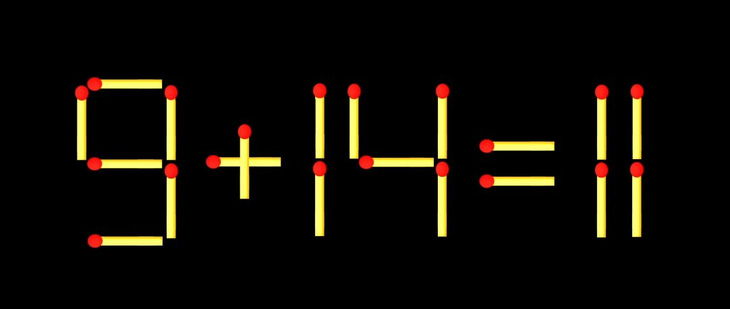 Thử tài IQ: Di chuyển một que diêm để 9+14=11 thành phép tính đúng - Ảnh 1.