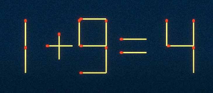 Thử tài IQ: Di chuyển một que diêm để 1+9=4 thành phép tính đúng - Ảnh 1.