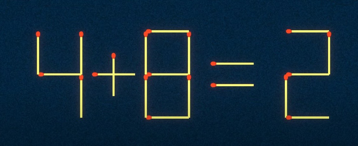 Thử tài IQ: Di chuyển một que diêm để 4+8=2 thành phép tính đúng - Ảnh 1.