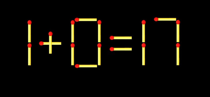 Thử tài IQ: Di chuyển một que diêm để 1+0=17 thành phép tính đúng - Ảnh 1.