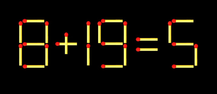 Thử tài IQ: Di chuyển một que diêm để 8+19=5 thành phép tính đúng - Ảnh 1.