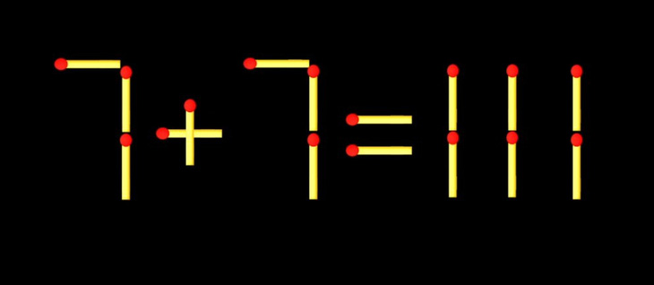 Thử tài IQ: Di chuyển một que diêm để 7+7=111 thành phép tính đúng - Ảnh 1.