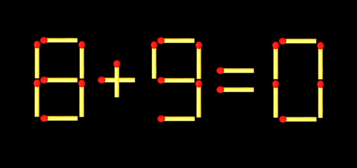 Thử tài IQ: Di chuyển một que diêm để 8+9=0 thành phép tính đúng - Ảnh 1.