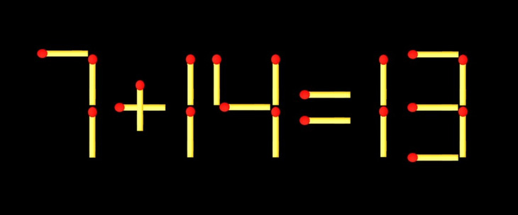 Thử tài IQ: Di chuyển một que diêm để 7+14=13 thành phép tính đúng - Ảnh 1.