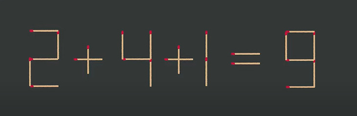 Thử tài IQ: Di chuyển một que diêm để 2+4+1=9 thành phép tính đúng - Ảnh 1.