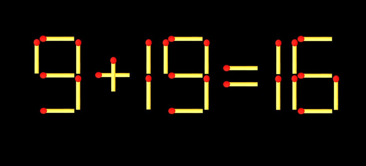 Thử tài IQ: Di chuyển một que diêm để 9+19=16 thành phép tính đúng - Ảnh 1.