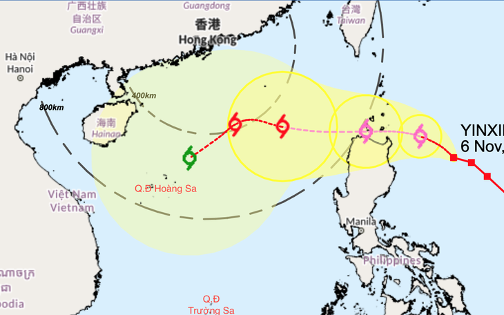 Bão Yinxing rất mạnh, ngày 8-11 vào Biển Đông - Ảnh 1.