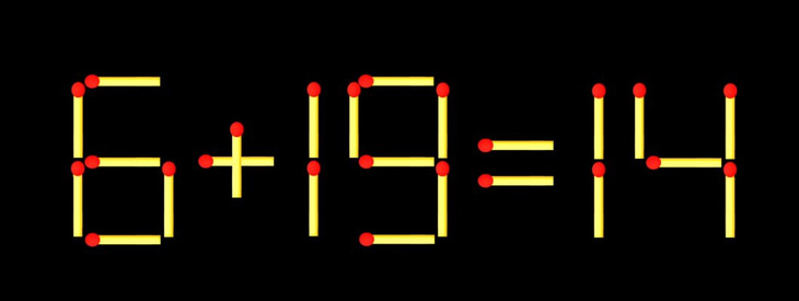 Thử tài IQ: Di chuyển một que diêm để 6+19=14 thành phép tính đúng - Ảnh 1.