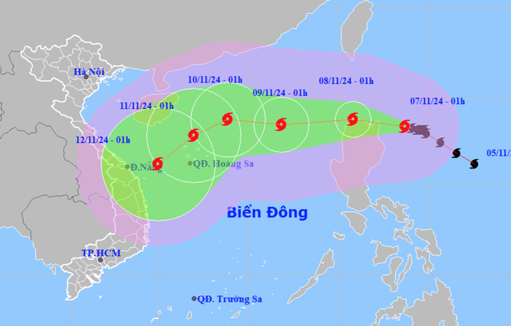 Bão Yinxing mạnh lên cấp tiệm cận siêu bão, sắp vào Biển Đông - Ảnh 1.