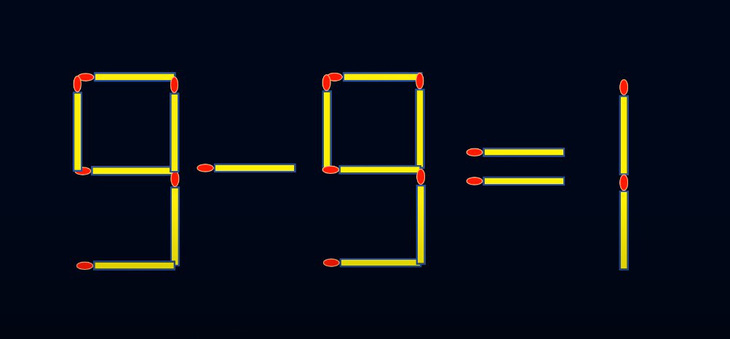 Thử tài IQ: Di chuyển một que diêm để 9-9=1 thành phép tính đúng - Ảnh 1.