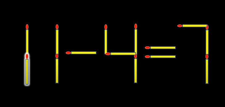 Thử tài IQ: Di chuyển một que diêm để 4-4=7 thành phép tính đúng - Ảnh 1.