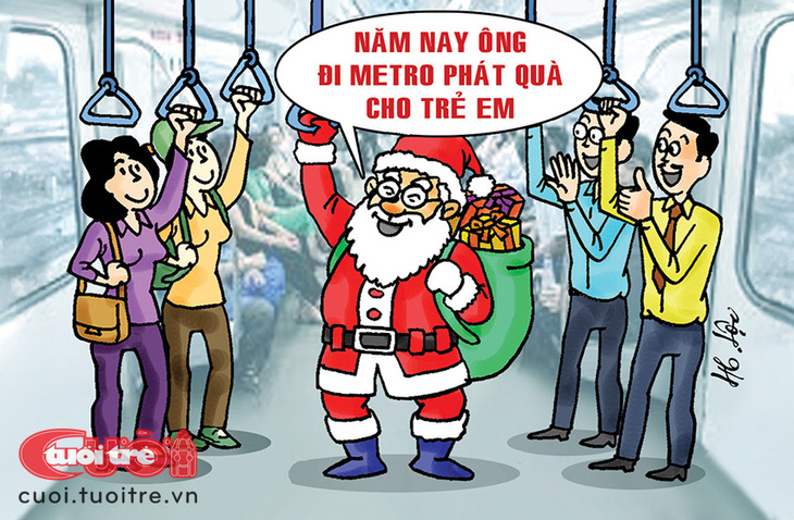 Ông già Noel lợi dụng metro số 1 - Ảnh 1.