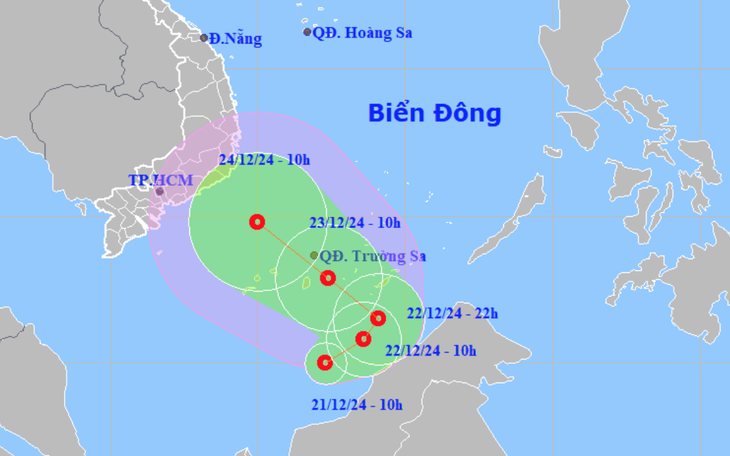 Áp thấp nhiệt đới hướng về quần đảo Trường Sa - Ảnh 1.