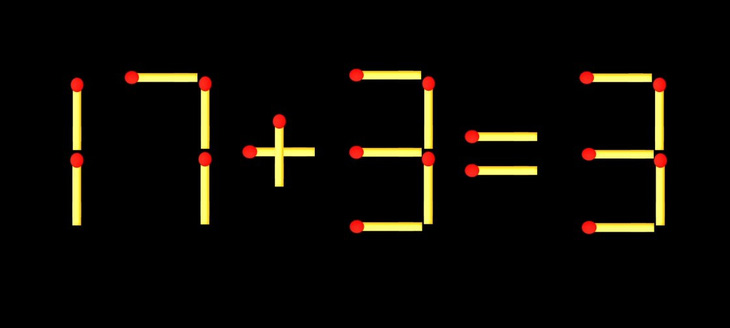 Thử tài IQ: Di chuyển một que diêm để 17+3=3 thành phép tính đúng - Ảnh 1.