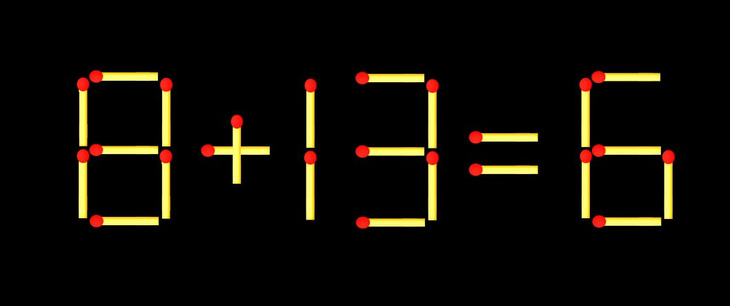 Thử tài IQ: Di chuyển một que diêm để 8+13=6 thành phép tính đúng - Ảnh 1.