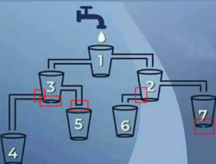 Cốc nào đầy nước trước tiên? - Ảnh 1.