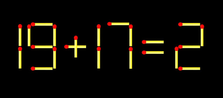 Thử tài IQ: Di chuyển một que diêm để 19+17=2 thành phép tính đúng - Ảnh 1.